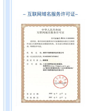 互联网域名服务许可证